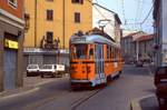 berland Strassenbahn Milano - Desio, Aufnahme von Tw 124 in Bresso, Via Luigi Ornato, 25.08.1992.
