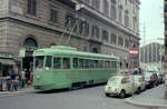 Roma / Rom ATAC Linea tranviaria / SL 14 (Officine Meccaniche Milano PCC 8007) Via Daniele Manin am 19. Juni 1975. - Scan eines Farbnegativs. Film: Kodak Kodacolor II.