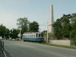 Nach berwindung der 26% Steilstrecke mit Hilfe der  Carri scudi ,hier der Wagen 407 bei der Haltestelle Obelisco.Von hier oben hat man brigens einen herrrlichen Blick auf Triest und die Bucht.03.06.08