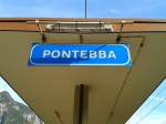 Bahnhofsschild von Pontebba am 25.10.2015