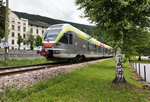 ETR 170 XXX als REX 1862 (Lienz - Fortezza/Franzensfeste), kurz vor dem Bahnhof San Candido/Innichen.
Aufgenommen am 19.6.2016.