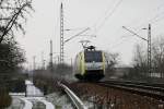 ITL Eisenbahngesellschaft mbH 152 901-5 (ES 64 F-901) der ITL f�hrt am 17.12.2009 Lz durch Dresden-Stetzsch.