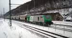 ITL Eisenbahngesellschaft mbH 437 023 f�hrt am 15.01.2010 aus dem Bf Bad Schandau in Richtung Dresden aus.