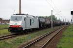 285 109-5 der ITL mit einem Kesselzug in Rathenow. 22.05.2010 ...