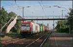 ITL Eisenbahngesellschaft mbH ITL 185 649-1 mit neuem Logo und Container Richtung Wustermark (NVR-Nummer: 91 80 6185 649-1 D-VC, gesehen Wustermark-Priort 10.06.2010)