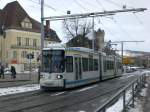 jena Stra�enbahnlinie 5 nach Ernst-Abbe-Platz am Paradiesbahnhof.(28.1.2010)
