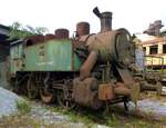 Eisenbahnmuseum Ljubljana, abgestellte Dampflok im Freigelände, Juni 2016