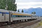 Blick auf den ersten Passagierwagen im Zug nach Prince Rupert. In diesem Zug gab es Schlafabteile als auch nur Sitzplätze für die 2 tägige Zugfahrt.

Jasper 19.08.2022