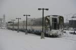 Im  Schneegestber verlsst ein Zug der VIA Rail die Toronto Union Station und macht sich auf die Reise nach Ottawa; 18.01.2009