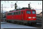 karlsruhe-hbf 110 154 steht in Karlsruhe Hbf. Aufgenommen am 30.01.10