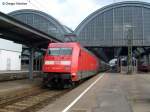 karlsruhe-hbf 10.04.2010: 101 045 3 bef�rdert den IC 2069 nach N�rnberg. Aufgenommen in Karlsruhe Hbf.
