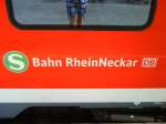 karlsruhe-hbf Das Logo der S-Bahn Rhein-Neckar auf einer Br 425 am 09.07.2010 im Hauptbahnhof von Karlsruhe.