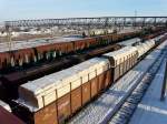 Auf den Bahnhof von Kokshetau standen eine ganze Menge Gterzge.