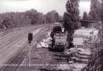 Herbst 1987. Elektrifizierung der Stettiner Bahn im Bf. Zepernick. Bauzug ...