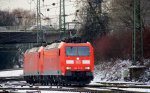 Zwei BR 185er DB rangiern in Aachen-West bei Schnee am ...