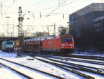 185 297-9 von Railion kommt bei Schnee und Sonne mit ...
