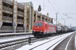 kbs-750-filsbahn 185 632 HGK mit einem Kewaz bei der Durchfahrt in Plochingen am 14.2.10