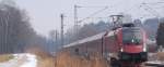 kbs-950-inntalbahn 1116 207 zieht den Railjet 60 aus Budapest kommend durch Gro�karolinenfeld zum Endbahnhof M�nchen. 8.2.2010