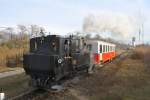 Kindereisenbahn Budapest 490.039 hat am 27.Feb.2010 mit Zug 366 den Bf. Szechenyi-hegy in Richtung H�v�sv�lgy verlassen.