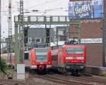 koln-hbf 423 251-8 und 423 296-3 als S11 aus D�sseldorf Flughafen Terminal nach Bergisch Gladbach und 143 237-6 aus Essen nach K�ln Nippes bei der Ein- bzw. Ausfahrt in K�ln Hbf, 23.7.10