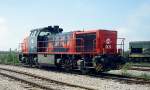 Lok 009 der HeK (Hekurudhat e Kosoves/Kosovo Railways), eine 2006 von Vossloh gelieferte G 1700 am 14.05.2009 im Depot Fushe Kosove/Kosovo Polje