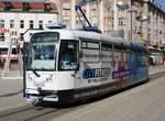 Straßenbahn der Linie 2 Trg Ante Starčevića - Bikara in Osijek, Kroatien (02.05.2017)