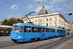 Kroatien / Straßenbahn Zagreb / Tramvaj Zagreb / Zagrebački Električni Tramvaj (ZET): Tatra T4YU - Wagen 487, aufgenommen im Oktober 2017 am Hauptbahnhof in Zagreb.