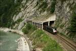 kronprinz-rudolf-bahn MRCE Dispolok ES 64 U2 032 mit einem Erzleerzug von Linz nach Eisenerz. Wandau Tunnel Landl 12.6.2010