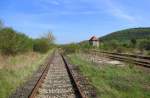 Das nicht mehr genutzte Gleis 5 im Bf Laucha; 28.04.2010 ...