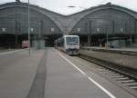 leipzig-hbf Hier VT017 und VT018 als MRB nach Leipzig-Halle Flughafen, bei der Ausfahrt am 14.5.2010 aus Leipzig Hbf.