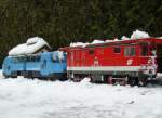 LGB Die Eisenbahnfreunde der Sipbachzeller Kalkwerksbahn fuhren mit ihren Panoramawagen am 7.Februar 2010 nach Vorderh�ttn.