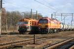 Lotos S.A. LOTOS/Rail Polska M62M 009 und LOTOS/STK 181 039-9 am 24.11.09 im Bahnhof Czerwinsk
