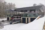 Die Bergstation der CFL Standseilbahn Pfaffenthal-Kirchberg prsentierte sich am 31.01.2019 unter einer leichten Schneedecke.