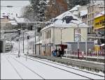 Der Bahnhof von Wiltz war am 22.11.08 mit einer leichten Schneedecke berzogen.