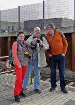 . Saarländisch-luxemburgisches Bahnbildertreffen – Von Wasserbillig führte unser Ausflug via Luxemburg Stadt nach Esch/Belval. Bei bestem Frühlingswetter waren schon so manche Aufnahmen entstanden und diese wurden im Bahnhof Belval Université von den BB Fotografen Ivie, Erhard und Hans in Augenschein genommen. 07.03.2014  (Jeanny)