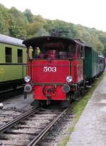 Stehkesseldampflok 503 kurz vor der Abfahrt in Fond de Gras, um in Richtung Bois de Rodange zu fahren. 16.09.07