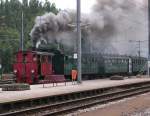 Stehkessel Dampflok 503 der Museumsbahn  Train 1900  aus Fond de Gras kommt mit einem Pendelzug aus Bissen im Bahnhof von Ettelbrck an. 09.06.07  