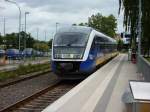 markische-regiobahn-ostseeland-verkehr Brandenburg (Havel), Bahnsteig der Brandenburgischen St�dtebahn, MR 51 nach Rathenow (19.06.2010)