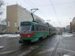 Stra�enbahnlinie 3 nach Neust�dter See an der Haltestelle Leiterstra�e.(18.2.2010)  ...