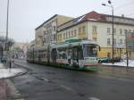 magdeburg Stra�enbahnlinie 1 nach Sudenberg an der Haltestelle S�dring.(18.2.2010)