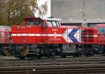 MaK G 1000 BB DH 711, eine der beiden neuen MaK G1000BB der HGK, abgestellt auf dem BW in Br�hl, aufgenommen am 11.11.09