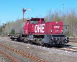 OHE 150003 kommt mit nur einen Wagen aus der Kaserne. ...