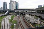 Im Zuge der umfassenden Renovierung der KTM Stesen Kuala Lumpur im Jahr 1986 wurden die Bahnsteige nach Norden verlängert und dort ein neues Bahnhofsgebäude errichtet. - Im Bild vom 11.März 2024 die Nordostseite des neuen Bahnhofsteiles.