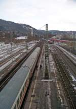 Bhf. Marburg(Lahn), Blick Richtung Gie�en -> Frankfurt, 20.2.010.  ...