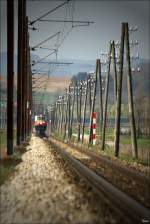 mariazellerbahn-st-polten---mariazell 1099 004 f�hrt mit R 6815 von St.P�lten nach Mariazell.
Ober Grafendorf 17.04.2010