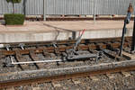 Eine Weiche im Bahnhof von Marrakesch am 23.02.17.