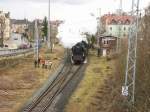 meerane-sachsen 65-1049 am 13.3.2009 bei der Ausfahrt aus dem Bahnhof Meerane in Richtung G��nitz / Th�ringen.