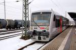 VT 012 der MRB wartet am 18.02.10 in Bitterfeld auf ...