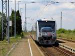 mitteldeutsche-regiobahn-mrb VT 005 der MRB h�lt am 18.6.2010 im Bahnhof Krensitz.