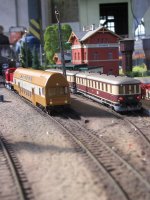 Szene auf einer Spur H0-ModellbahnAnlage fotografiert im Mecklenburgisches Eisenbahn- und Technikmuseum (ehem.